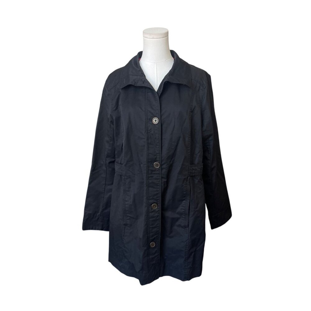 Eddie Bauer Womens Black Barn Rain Parka Coat Size‎ L Jacket Adjustable Pockets